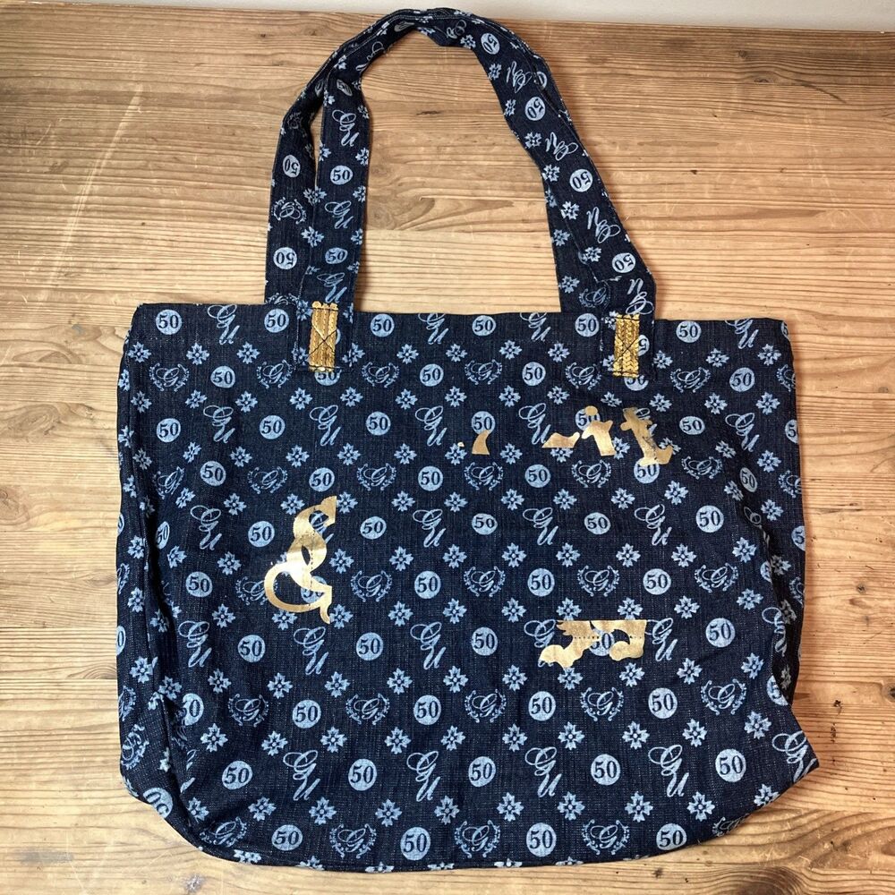 Vtg G-Unit Denim Tote Bag All Over Graphic Print Y2K GU 50 Cent 100% Cotton